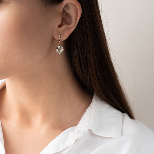 Золотые серьги "Влечение" с зеленым аметистом с08528 5