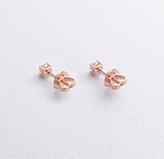 Сережки - пусети з фіанітами (червоне золото) с06068 №3