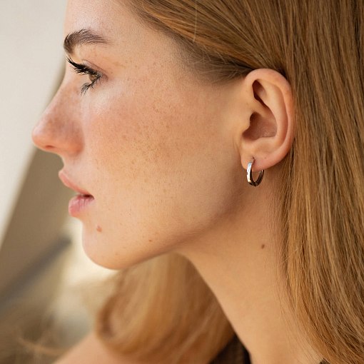 Серьги-кольца в белом золоте с08731 2