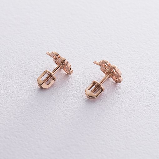 Серьги - пусеты "Клевер" из красного золота с06643 4