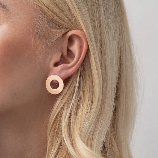 Золотые серьги - пусеты "Зеркальные" (2.1 см) с07698 4