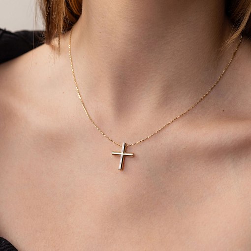 Колье с крестиком в желтом золоте кол02355 5
