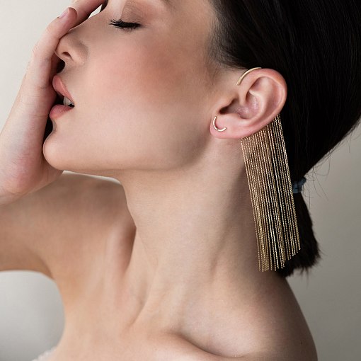 Серьги - пусеты "Дуга" в желтом золоте с07074 8