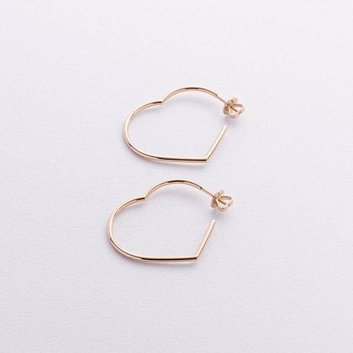 Золотые серьги - пусеты "Сердечки" с09351