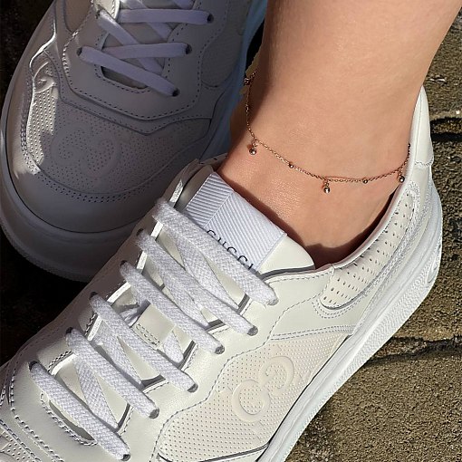 Золотой браслет "Шарики" на ногу б04811 3