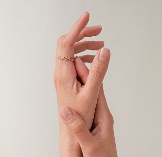 Кольцо "Переплетение" из красного золота к08356 №2