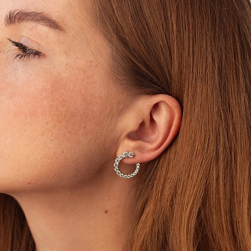 Серьги - пусеты "Саманта" с фианитами (белое золото) с08726 3