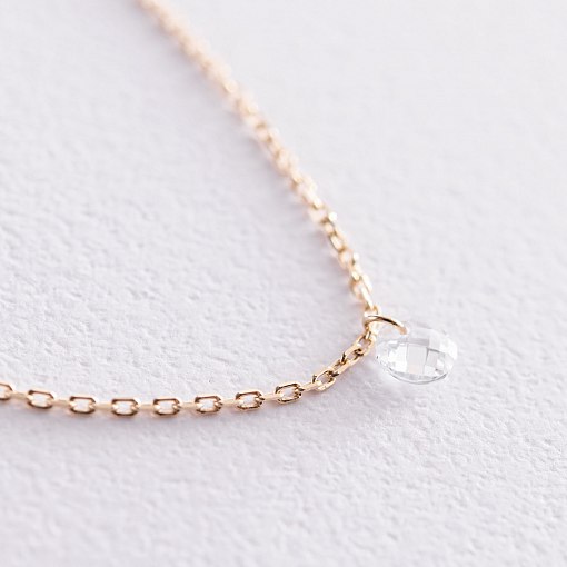 Кольє в жовтому золоті з одним фіанітом кол01817 2