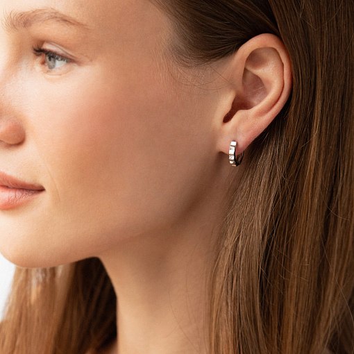 Серьги - кольца "Ruby" в белом золоте с09179 2