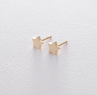 Сережки-пусети Зірочки в жовтому золоті с06193