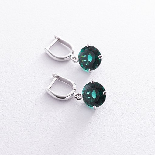 Золотые серьги "Влечение" (синт. турмалин) с08484 5