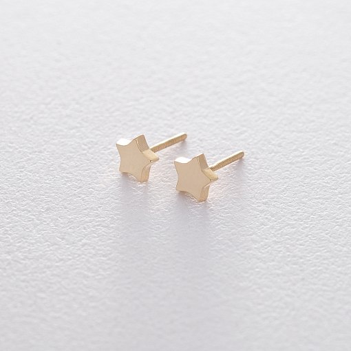 Серьги-пусеты Звездочки в желтом золоте с06193