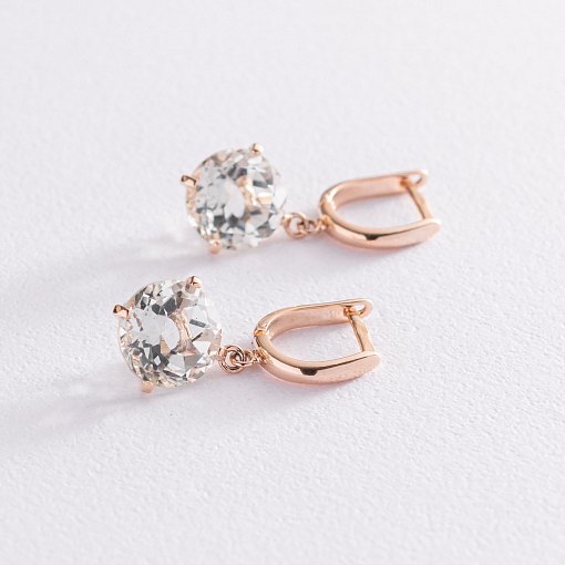 Золотые серьги "Влечение" с зеленым аметистом с05300 8