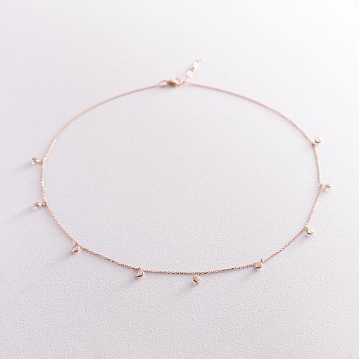 Колье из красного золота с фианитами кол01789