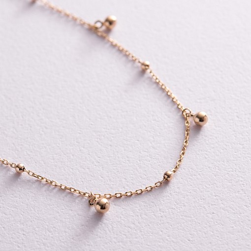 Золотой браслет "Шарики" на ногу б04809 4