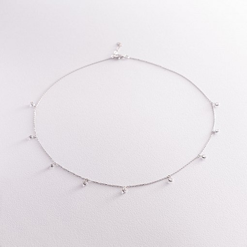 Колье в белом золоте с фианитами кол01787