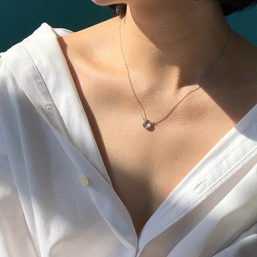 Кольє із блакитним топазом в білому золоті кол01325 6