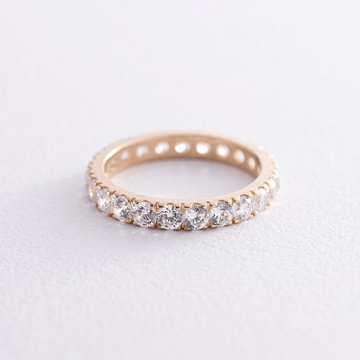 Каблучка з доріжкою каменів в жовтому золоті (фіаніти) к07389 3