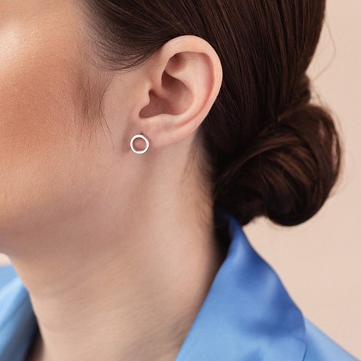 Серьги - пусеты "Круговорот" в белом золоте с08305 4