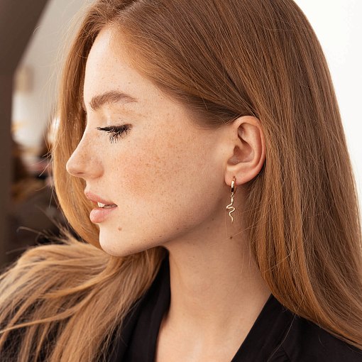 Серьги - кольца "Змеи" в красном золоте с08015 5