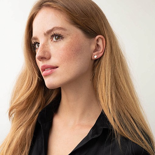 Серьги - пусеты Овальные в желтом золоте с06224 4