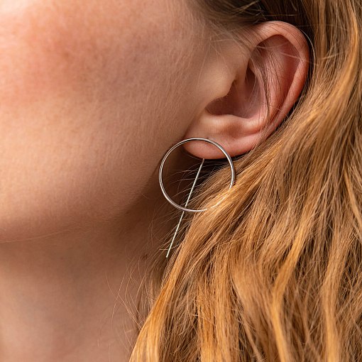 Серьги "Геометрия" в белом золоте с07881 5