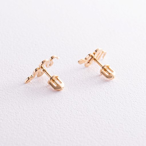 Серьги - пусеты "Змеи" в желтом золоте с07975 3