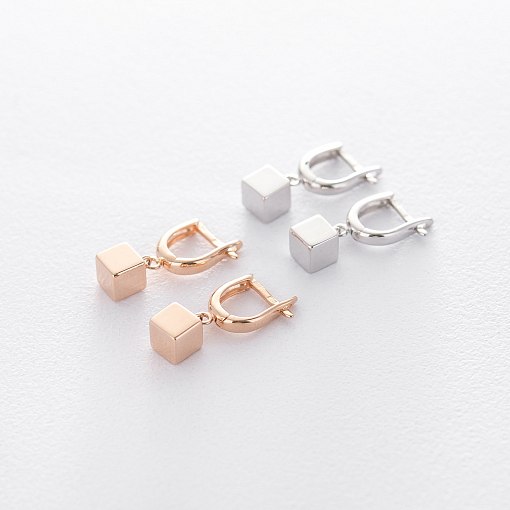 Серьги Кубизм в белом золоте с06164 2