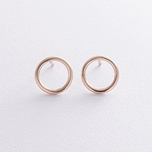 Серьги-пусеты "Круговорот" в желтом золоте (1.25 см) с06694