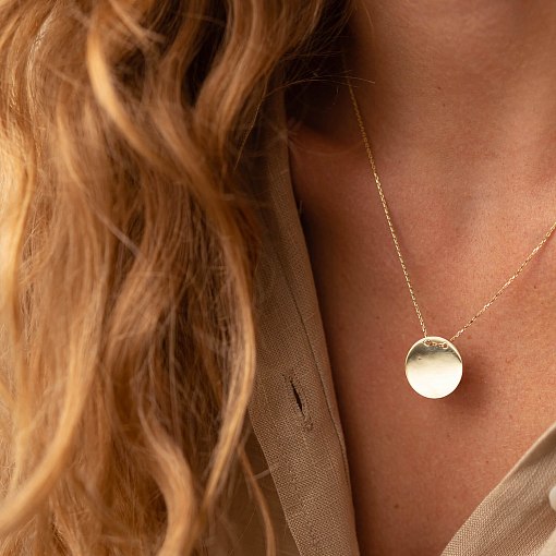 Колье "Монетка" в желтом золоте (возможна гравировка) кол02281 4