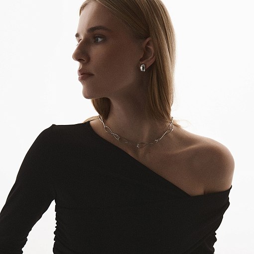 Серьги - кольца в белом золоте с07050 11