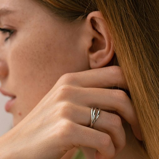 Золотое кольцо "Круговорот" (тройное) к07642 2