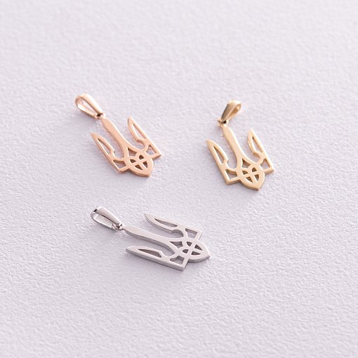 Кулон "Герб Украины - Тризуб" в белом золоте п03745 5