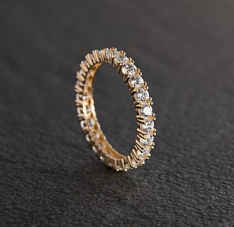 Кольцо "Paris" с дорожкой камней в желтом золоте к07201 №6