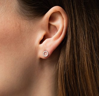 Золотые серьги - пусеты с бриллиантами сб0333di №4