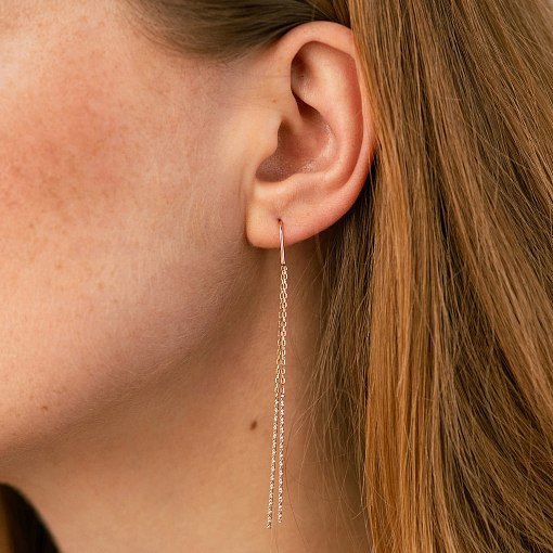 Серьги - протяжки в красном золоте с06700 3