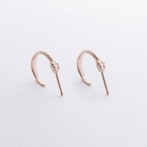 Серьги - пусеты "Гремучие змеи" в желтом золоте с09078 6