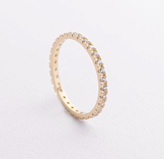 Кольцо с дорожкой камней в желтом золоте к08278