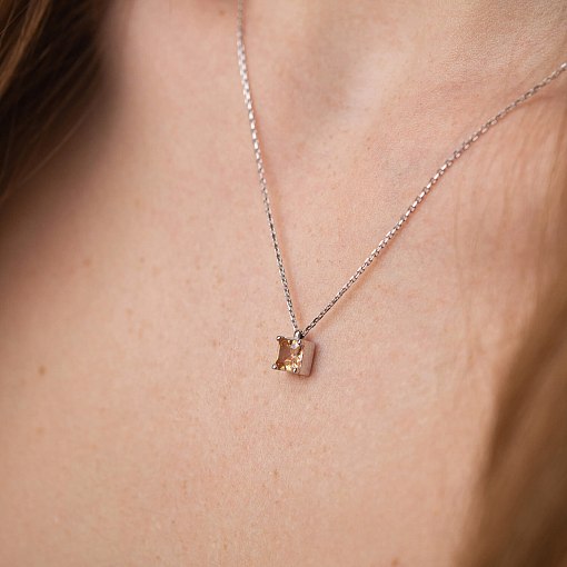 Золотое колье "Альма" (оранжевый фианит) кол02372 6