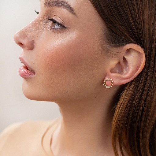 Золотые серьги - пусеты "Солнце" с07856 11