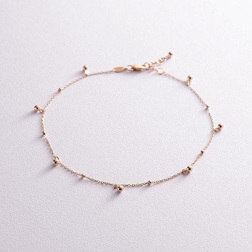 Золотой браслет "Шарики" на ногу б04809 2