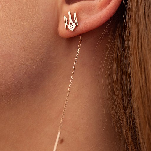 Серьги - протяжки "Герб Украины - Тризуб" (красное золото) с08093 7