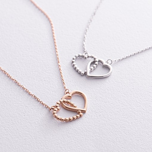 Золотое колье "Влюбленные сердца" кол01677 4