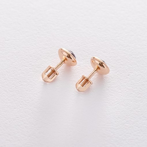 Серьги - пусеты Точечки в красном золоте аметист с06323 5