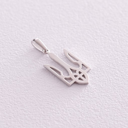 Кулон "Герб Украины - Тризуб" в белом золоте п03745