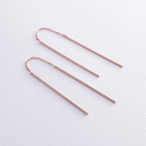 Серьги - протяжки в красном золоте с07907