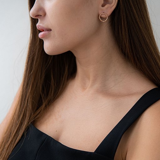 Серьги - пусеты "Легкость" в красном золоте с06921 2