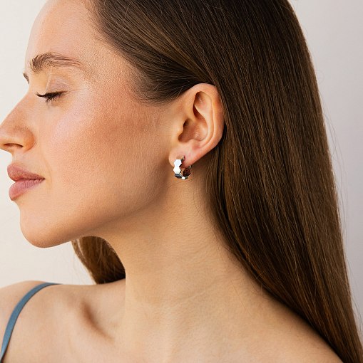 Серьги - кольца "Miranda" в белом золоте с09333 2