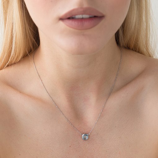 Кольє із блакитним топазом в білому золоті кол01325 3