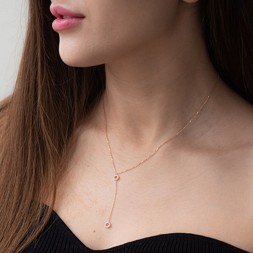 Колье "Кружочки" в красном золоте (фианиты) кол01830 2